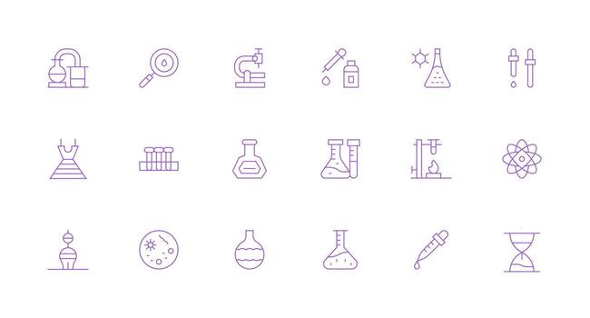 18 mínimo línea diseños para investigación laboratorio íconos rápido acceso íconos para ui desarrollo vector