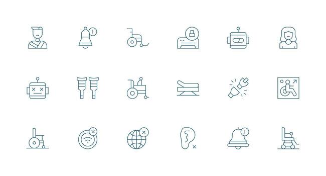 Minimal Line Icons from Disabled Set with 18 Vectors App Icon Pack