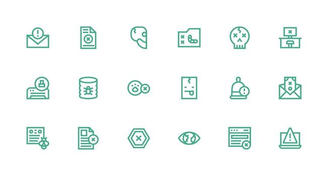 18 Strong Stroke Line Designs for Error Message Icons Multi-Style Icon Collection vector