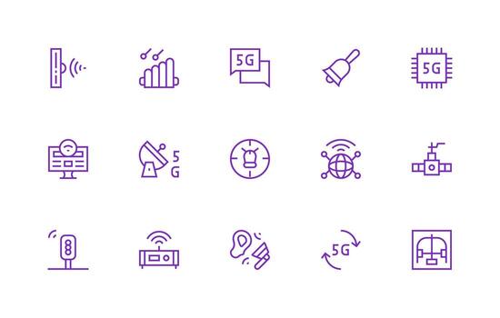 señal icono conjunto con 15 regular línea gráficos escalable íconos para todas temas vector