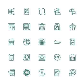Electronic Icon Set with 25 Medium Stroke Outline Graphics Dashboard Icon Series vector
