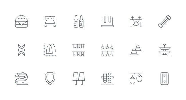 Double Icon Set with 18 Minimal Line Graphics Neutral Style Icons for Any Project vector