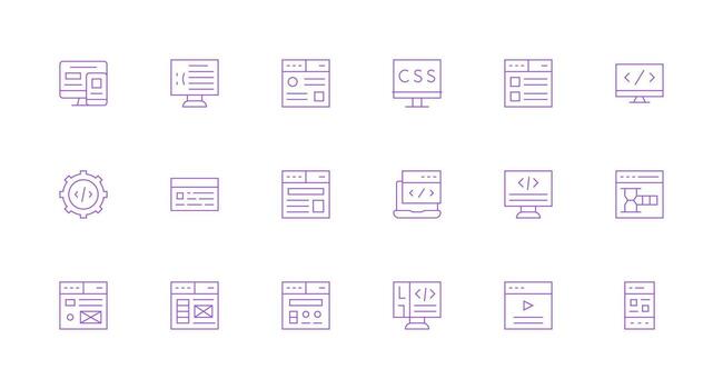 Minimal Line Icons from Html Set with 18 Vectors Clean Set for Layout Prototypes