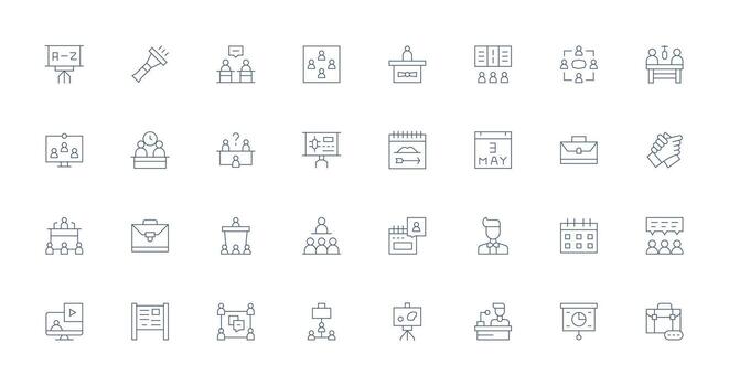 32 Icons for Meeting in Thin Line Format Multi-Style Icon Collection vector