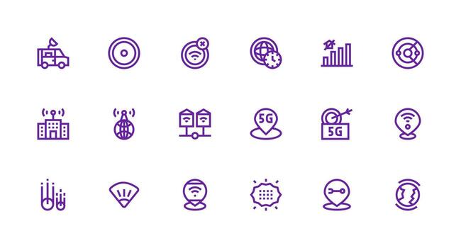 Coverage Design Icons featuring 18 in Strong Stroke Line Style Neatly Designed Icons for Web Platforms vector