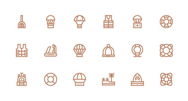18 Icons for Survival in Strong Stroke Line Format Quick Access Icons for UI Development vector