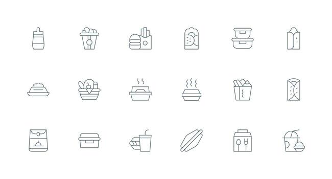Minimal Line Icons from Lunchbox Set with 18 Vectors All-Purpose Icon Design Pack