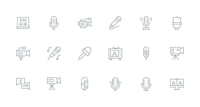 mínimo línea íconos desde En Vivo conjunto con 18 vectores limpiar icono conjunto icono paquete para ui proyectos
