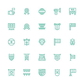 Medium Stroke Outline Icons from Banner Set with 25 Vectors Minimal Icon Set for Interface Projects