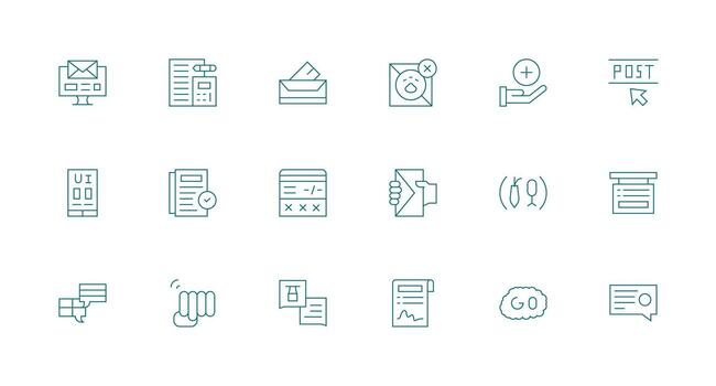 18 Icons for Submit in Minimal Line Format Scalable Icons for Cross-Platform Interfaces vector