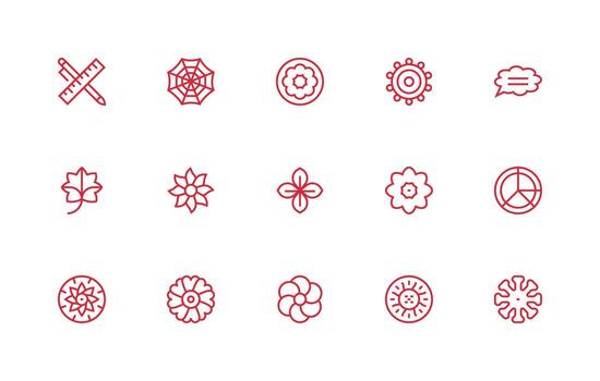 Symmetry featuring 15 Icons in Regular Line Design Multi-Style Icons for Creative Projects vector