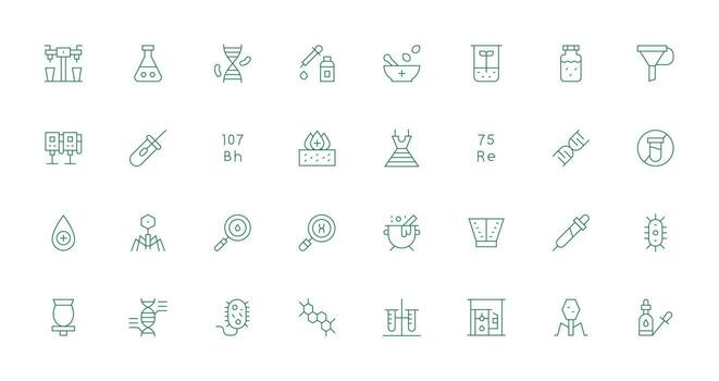 Laboratory Icon Collection with 32 Thin Line Designs Web Icon Collection vector
