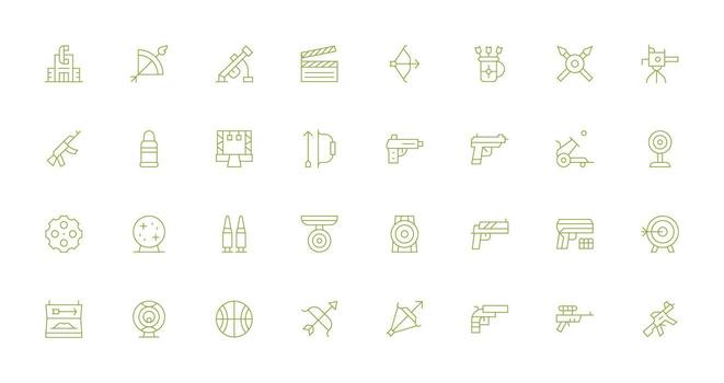 Shooting featuring 32 Icons in Thin Line Design Minimal Icon Set for Interface Projects vector