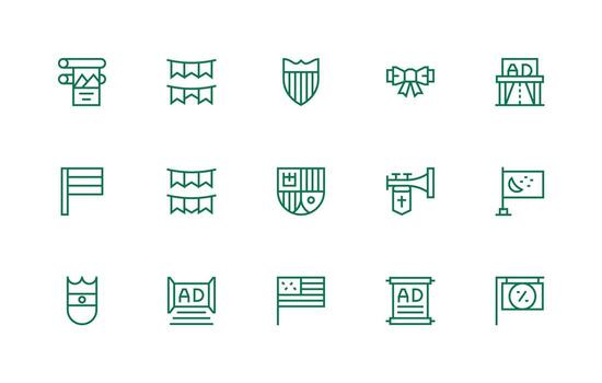 Banner featuring 15 Icons in Regular Line Design Style Icon Set vector