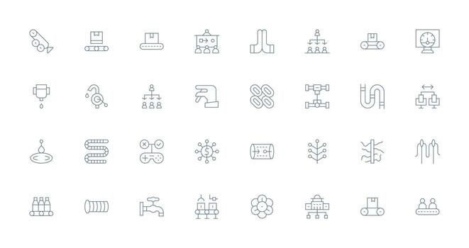 Delgado línea íconos desde fluir conjunto con 32 vectores de uso múltiple icono diseño paquete