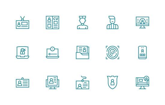 15 Regular Line Vectors for Personal Information Theme Icon Set for Projects
