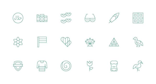 Minimal Line Icons from Monochrome Set with 18 Vectors Multi-Style Icon Collection