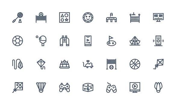 28 Bold Line Icons for Play Graphics Multi-Purpose Icon Set vector