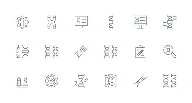 Dna featuring 18 Icons in Minimal Line Design All Device Compatible Icon Set vector