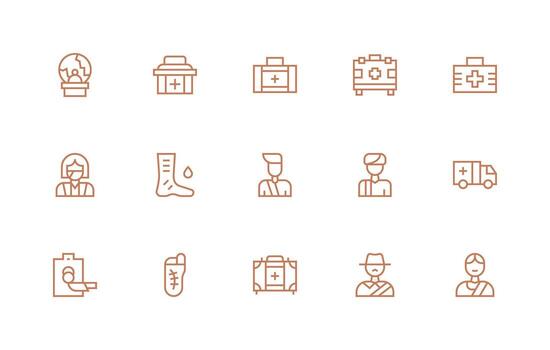 Trauma Icon Set with 15 Regular Line Graphics Clean Icon Set Icon Pack for UI Projects vector
