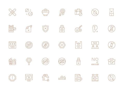35 ligero línea diseños para no permitido íconos íconos construido para visual consistencia paquete vector