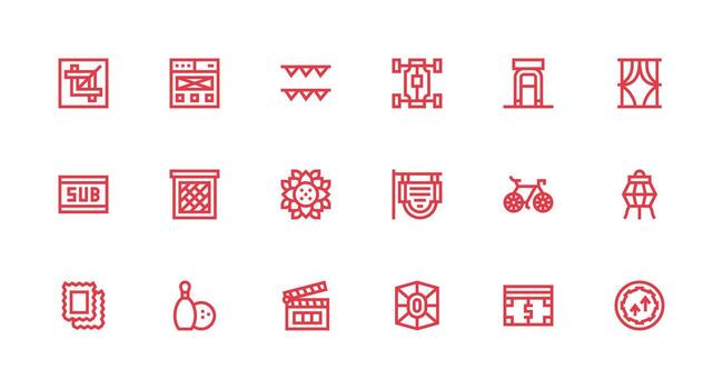 Frame featuring 18 Icons in Strong Stroke Line Design Versatile Icon Collection for Designers vector