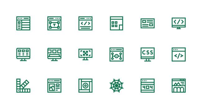 18 Icons for Web Design in Strong Stroke Line Format Digital Product Icons for Fast Delivery vector