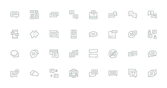 Reply Visual Pack containing 32 Thin Line Icons Full Icon Library for UI Designers vector