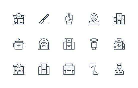 Regular Line Icons from Surgery Set with 15 Vectors Minimal Icon Set for Interface Projects
