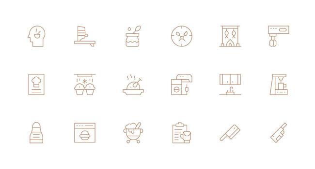 Preparation Design Icons featuring 18 in Minimal Line Style Scalable Icon Pack vector
