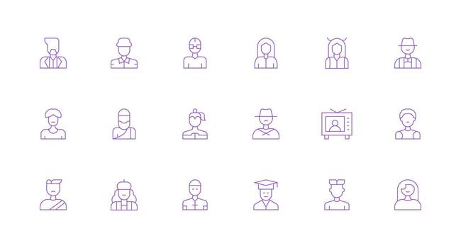 18 Minimal Line Vectors for Avatar Theme Full Icon Library for UI Designers