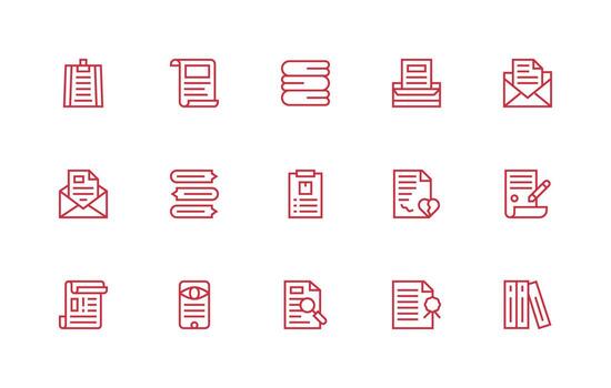 15 Icons for Paperwork in Regular Line Format Creative Icon Set vector