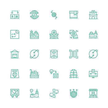 importar icono conjunto con 25 medio carrera contorno gráficos escalable icono paquete vector