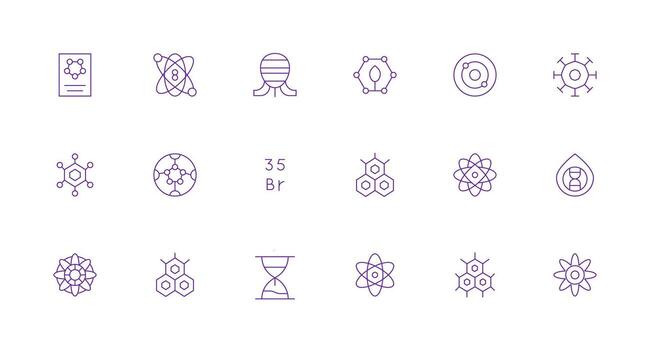 18 Minimal Line Vectors for Molecule Theme Dashboard Icon Series
