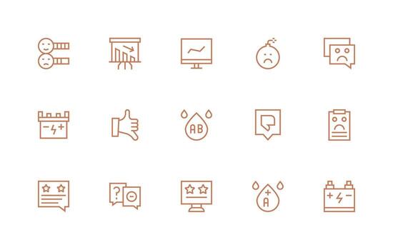 Negative Set with 15 Regular Line Icons Scalable Icons for All Themes vector
