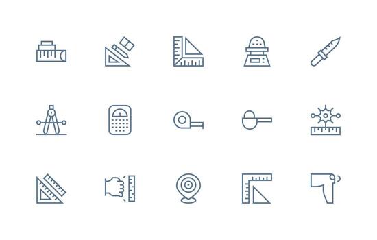Regular Line Style Accurate Icons with 15 Vectors Complete Icon Set for Mobile Apps