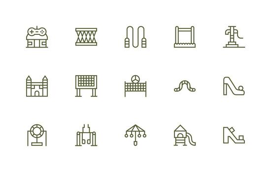 15 Icons for Playground in Regular Line Format UI-Ready Icon Collection vector