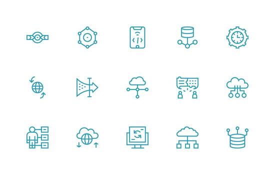 15 Icons for Synchronization in Regular Line Format Icon Collection Set vector