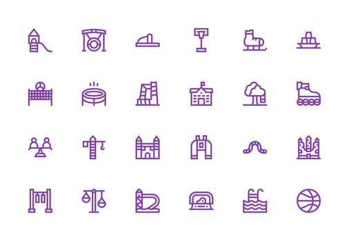 24 Thick Line Line Style Icons from Playground Collection Multi-Purpose Icon Set vector