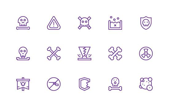 regular línea estilo inseguro íconos con 15 vectores ui y ux enfocado icono colección