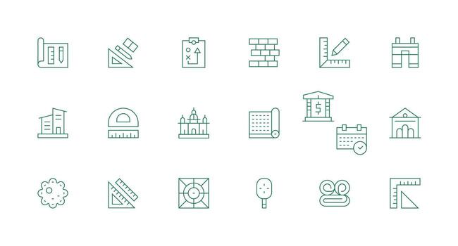 18 mínimo línea íconos para Plano gráficos esencial icono conjunto para equipos vector