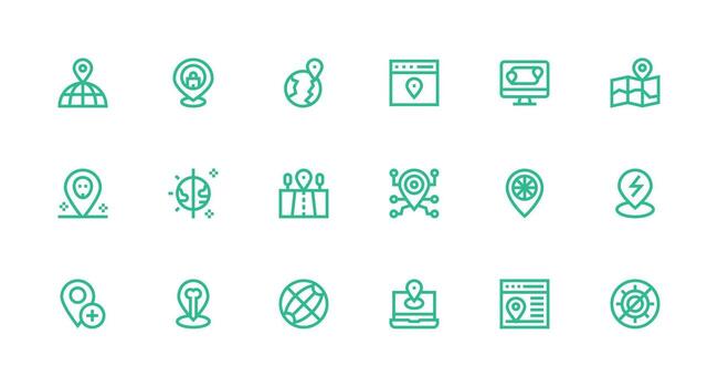Geo Set with 18 Strong Stroke Line Icons Scalable Icons for All Themes vector