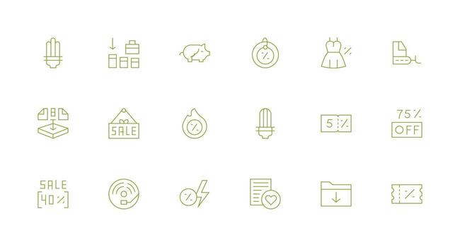 Saving Visual Pack containing 18 Minimal Line Icons Display Icon Pack vector