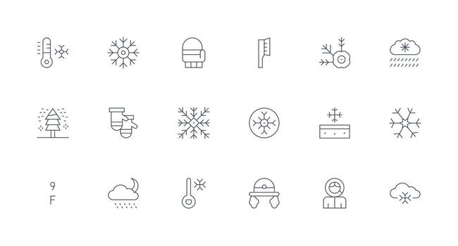 Frost Set with 18 Minimal Line Icons Optimized Icon Pack for Digital Products vector