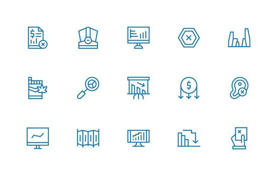 15 Regular Line Style Icons from Decline Collection Icon Set vector