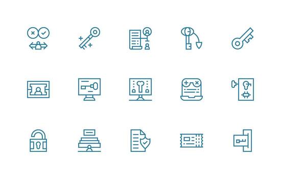 15 regular línea íconos para permiso gráficos icono paquete para varios temas vector