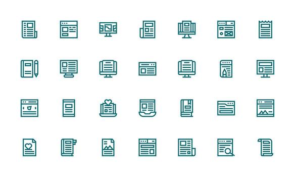 28 negrita línea íconos para artículo gráficos escalable íconos para multiplataforma interfaces vector