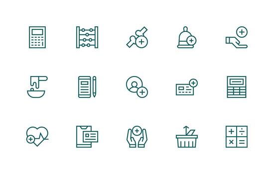 Add including 15 Regular Line Illustrations Icon Set for Apps vector