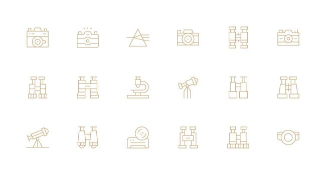 mínimo línea estilo óptica íconos con 18 vectores estilo icono conjunto