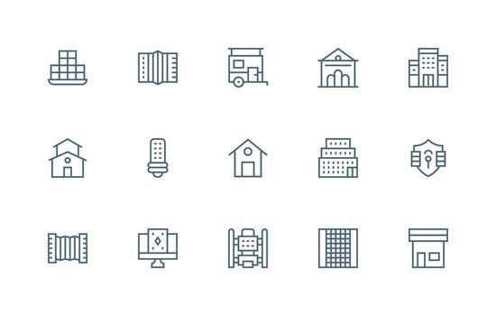 Windows Set with 15 Regular Line Icons Professional Icon Set vector